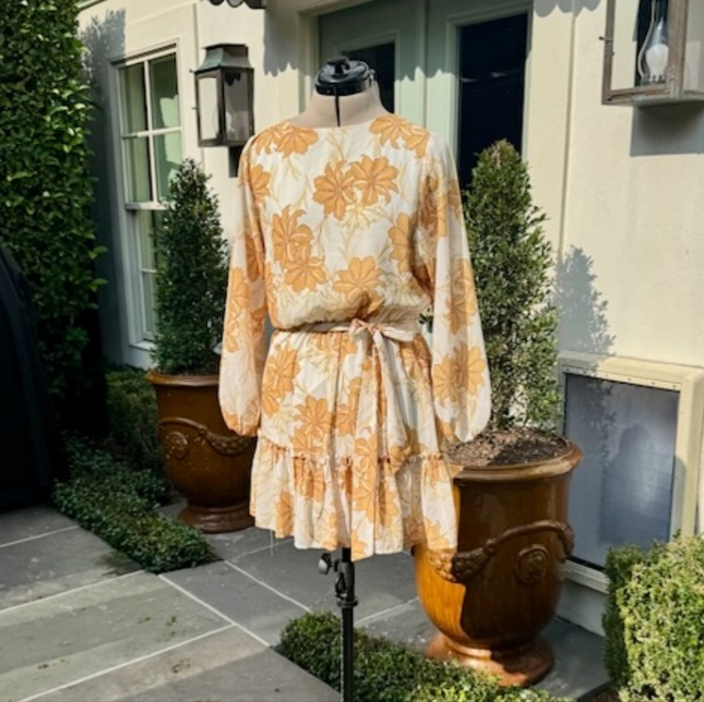 Flying Tomato Floral Long Sleeve Dress with Belt